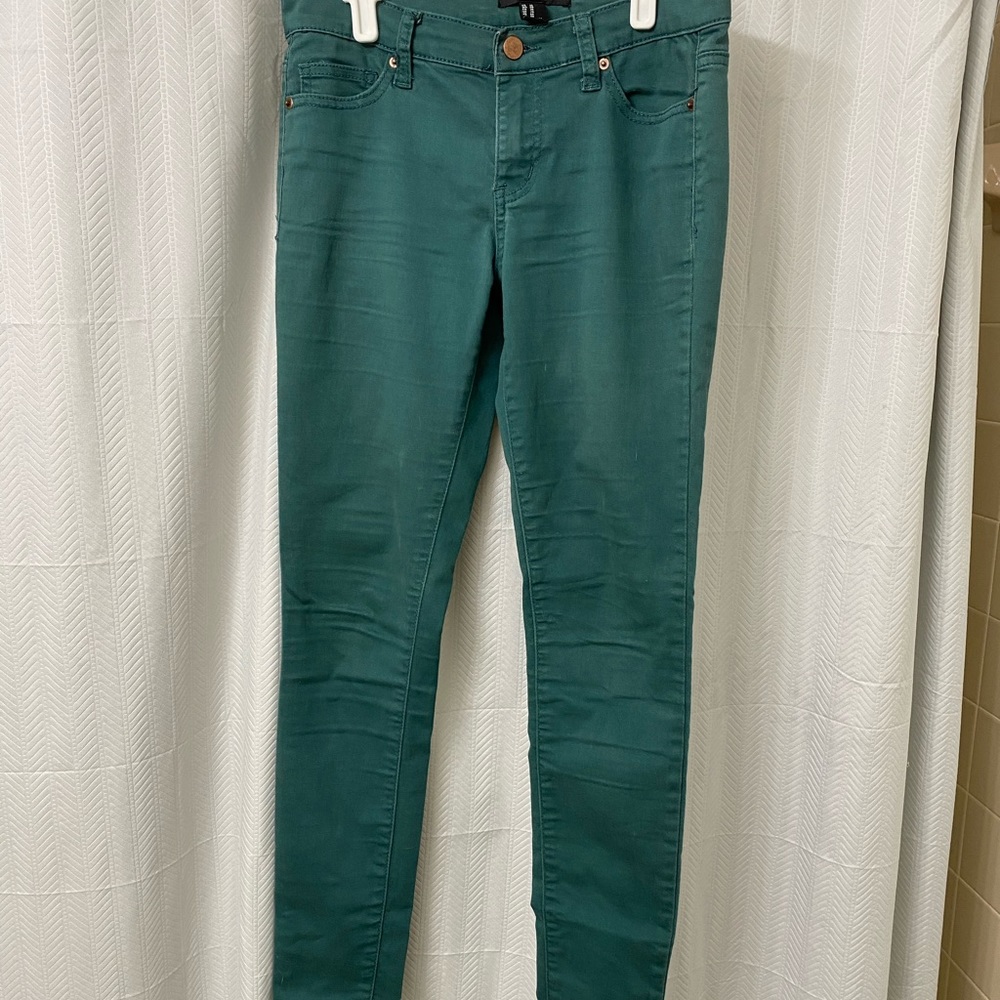 Forever 21 Green Low-Rise Skinny Jeans